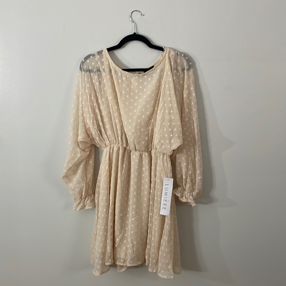 Urban Outfitters Lumiere Swiss Dot Cream Dress